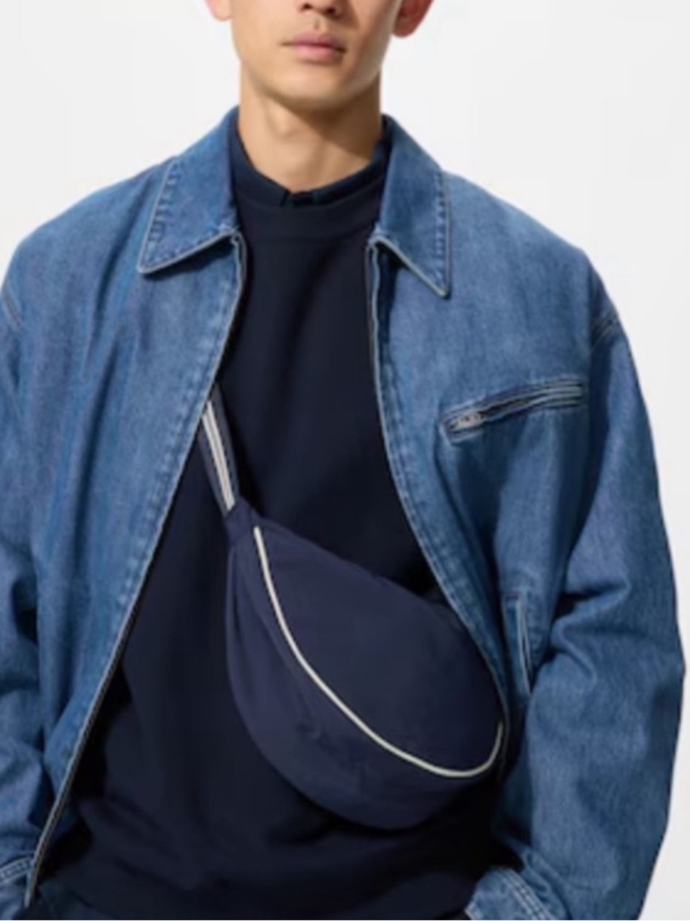 Uniqlo | Bag | Round Mini Shoulder Bag Striped Navy - Picture 2 of 9
